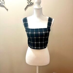 Urban Outfitters Black and White Plaid Crop Top Size Medium